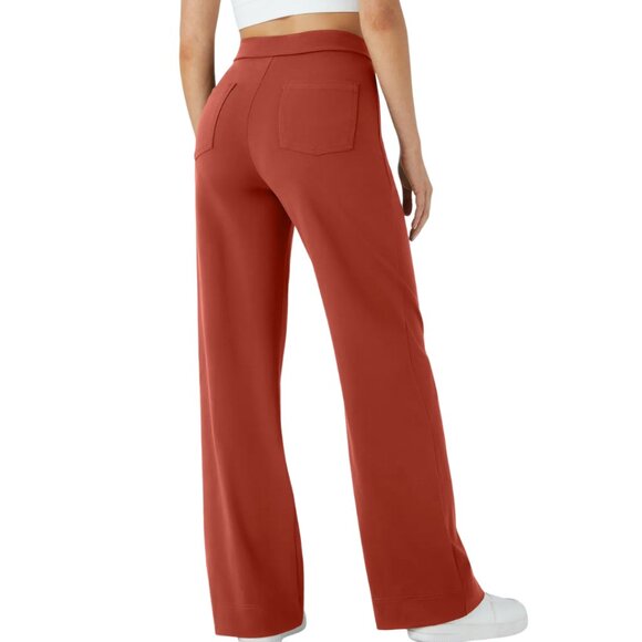 HALARA High Waist Button Front Casual Straight Leg Pants Cinnabar XLP NWT - Picture 3 of 4